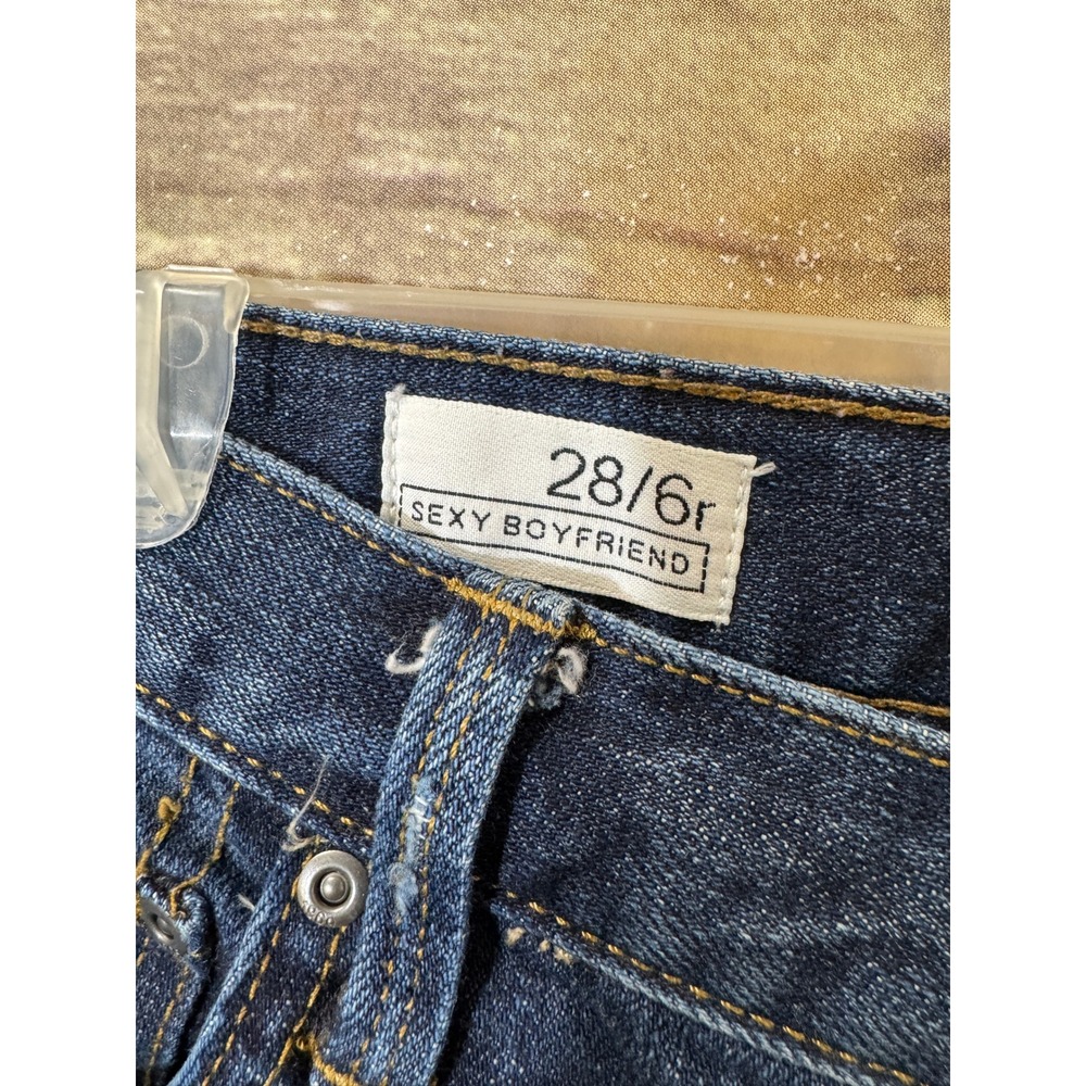 Gap 1969 Jeans Sexy Boyfriend 28 6 Dark Citrine Wash Distressed Denim Y2K - Picture 4 of 5